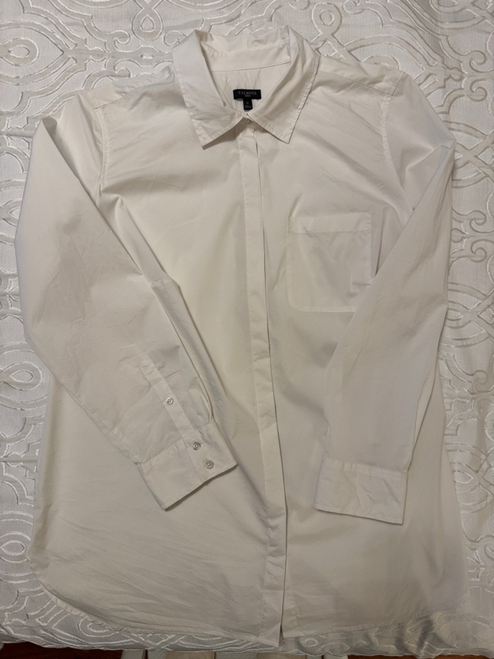Talbots White Long-Sleeve Button-Up Dress Shirt